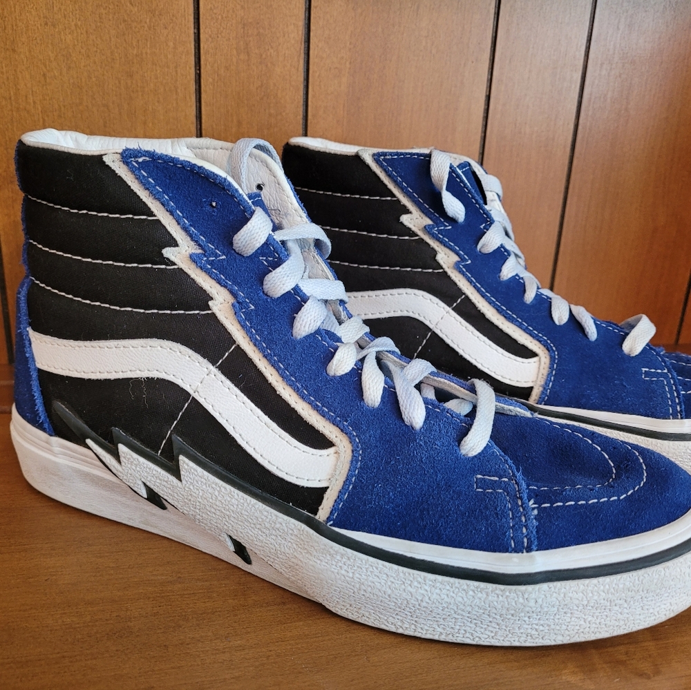 Vans Sk8-Hi Bolt Suede Canvas True Blue Black Size US M 8 W 9.5